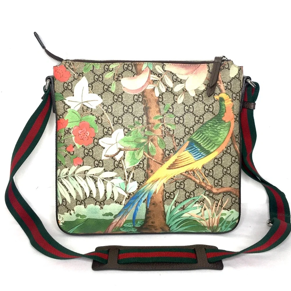 Authentic Gucci Tian crossbody unisex bag brown monogram coated bengal canvas - Picture 6 of 16